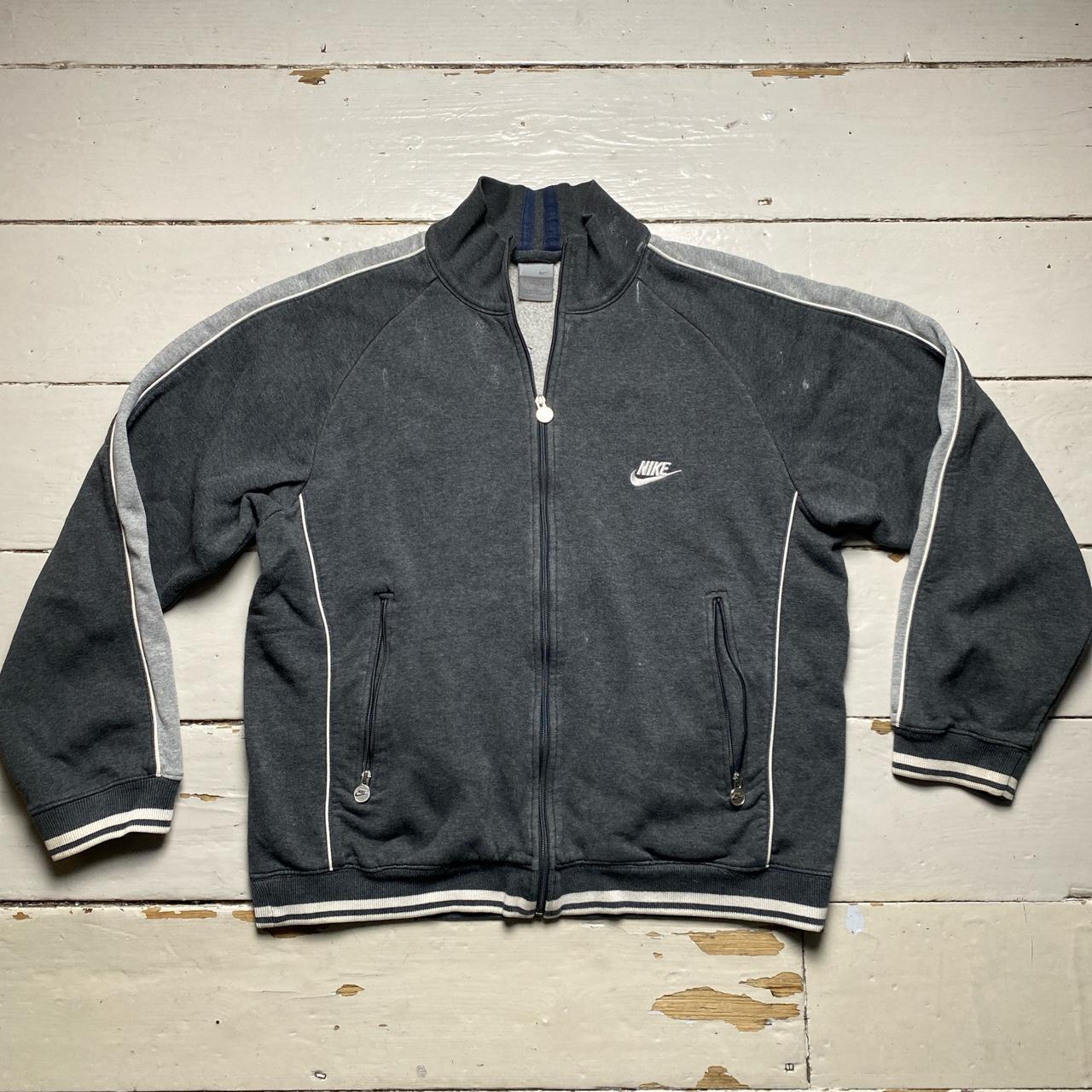 Nike Vintage Grey and White Swoosh Zip Jumper