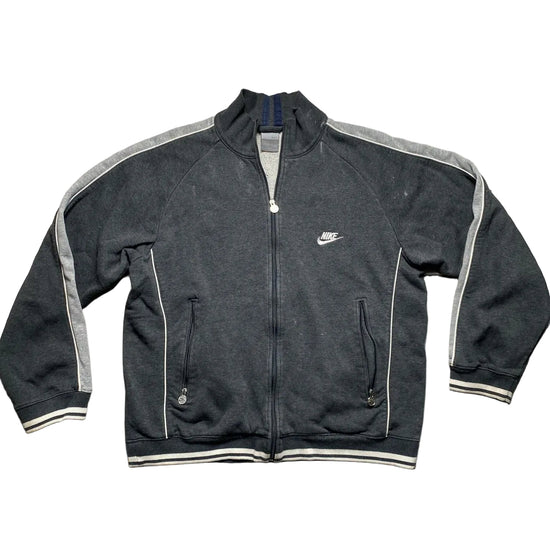 Nike Vintage Grey and White Swoosh Zip Jumper (M)