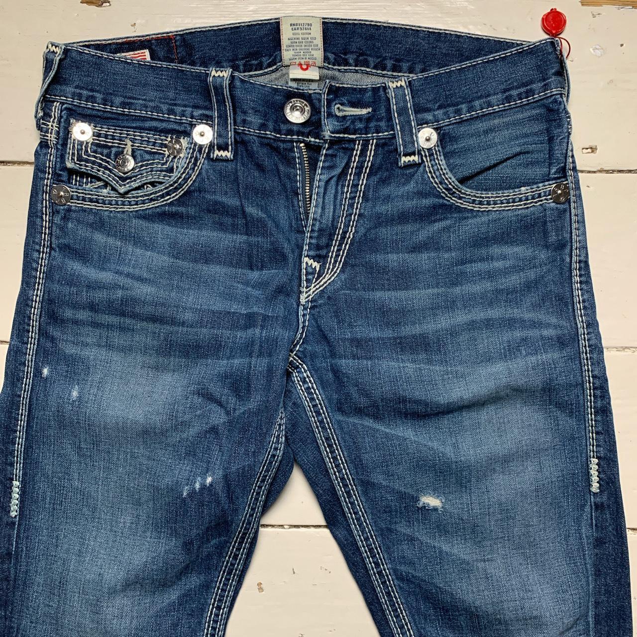 True Religion Ricky Big QT Navy and White Stitch Jeans