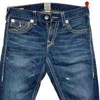 True Religion Ricky Big QT Navy and White Stitch Jeans