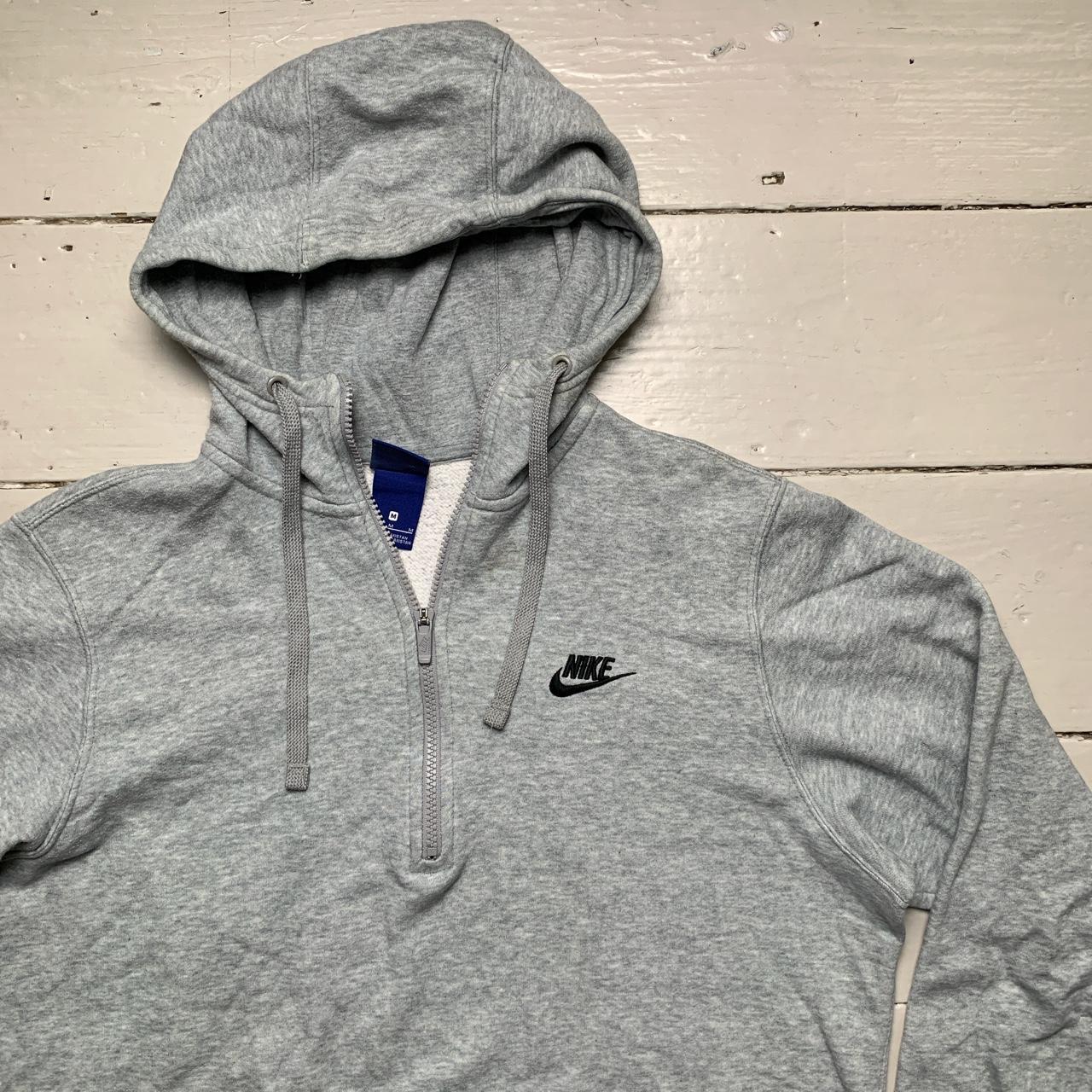 Nike Grey and Black Swoosh Quarter Zip Hoodie