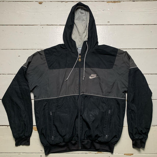 Nike Vintage Swoosh Shell Jacket Black Grey and White