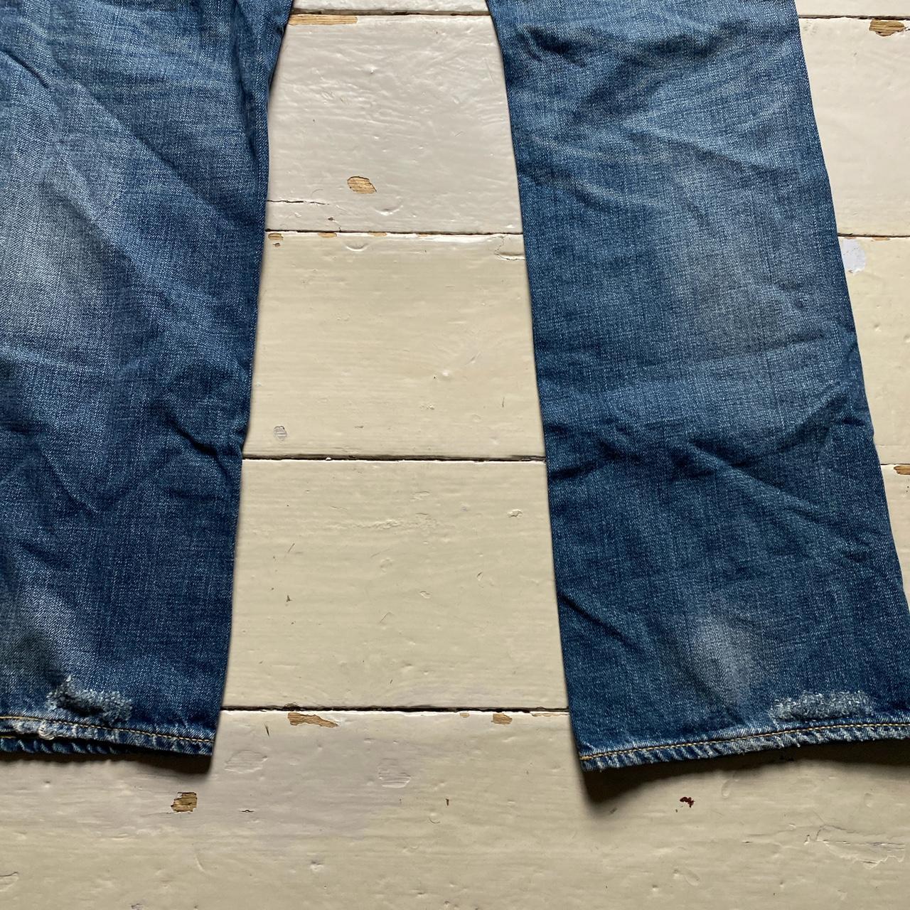 Levis 527 Bootcut Baggy Blue Distressed Jeans