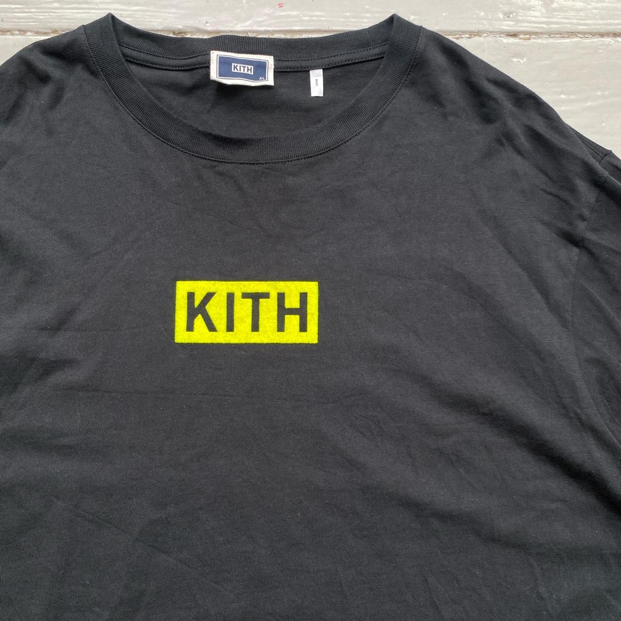 Kith Black and Felt Neon Yellow Long Sleeve Light Jumper