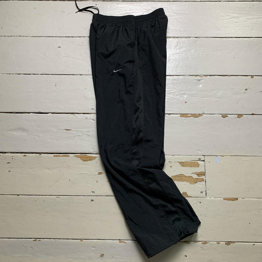 Nike Swoosh Black and Grey Shell Baggy Track Pant Bottoms