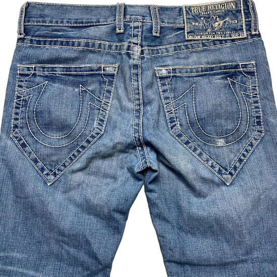 True Religion Mickey Big T Light Blue Big White Stitch Jeans (34W)