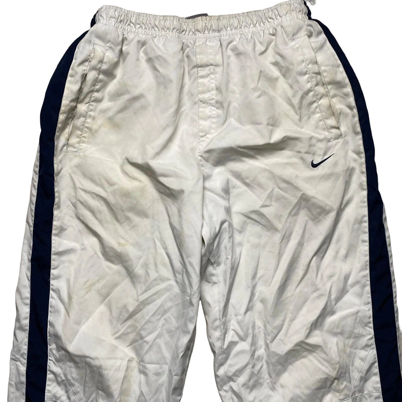 Nike Athletic Vintage Shell Trackpant Bottoms White and Blue (S)