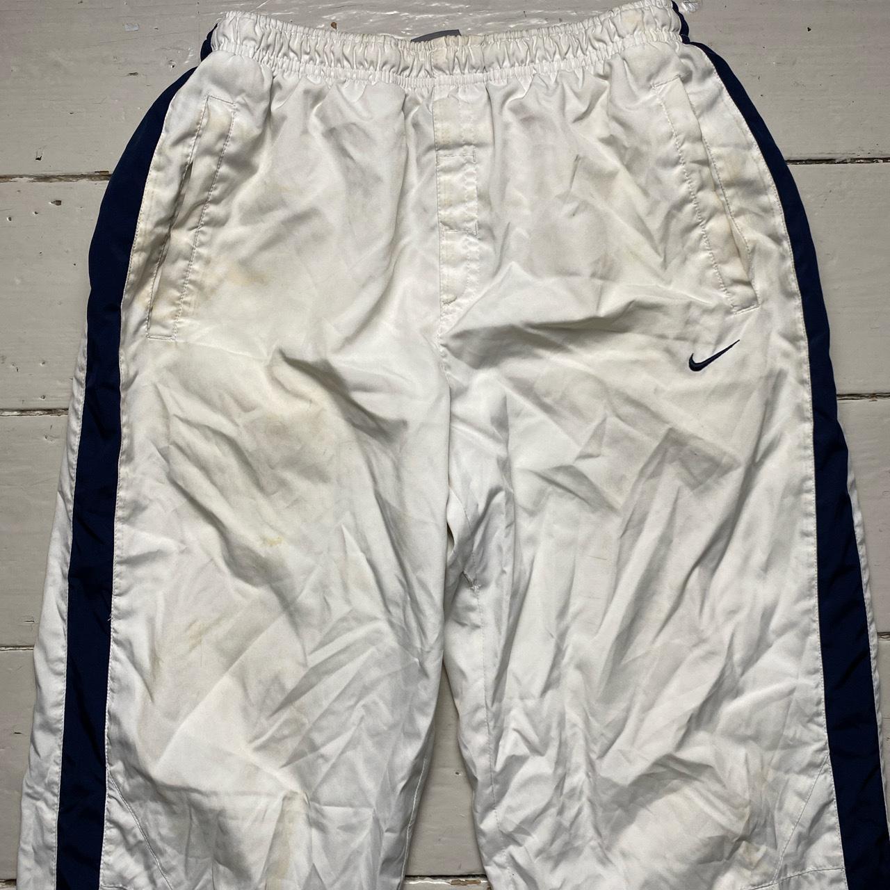 Nike Athletic Vintage Shell Trackpant Bottoms White and Blue