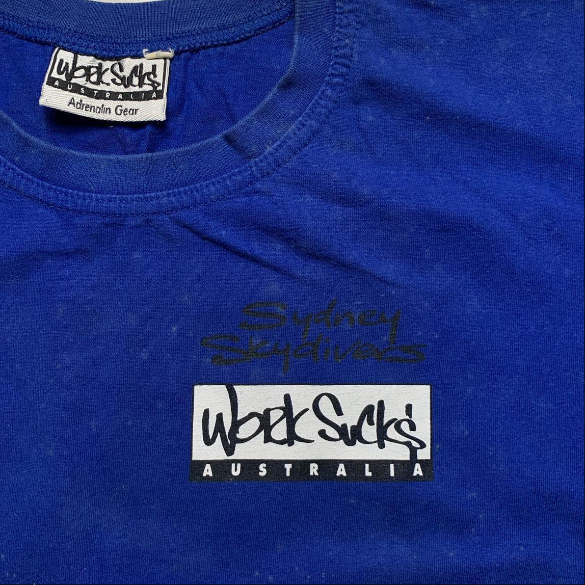 Work Sucks Sydney Skydiving Australia Vintage 90’s Graffiti T Shirt (L)
