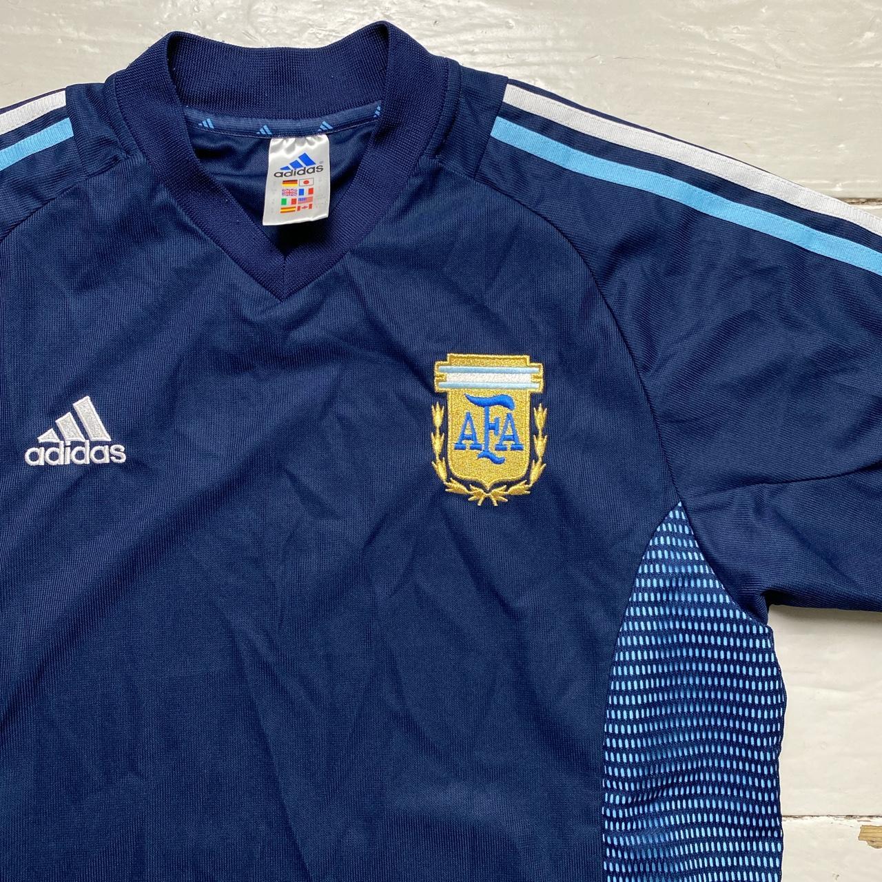 Argentina Adidas Striped Climalite Navy and Blue Football Jersey