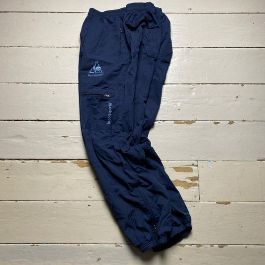 Le Coq Sportif Vintage Navy and Blue Baggy Shell Track Pant Bottoms