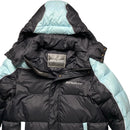 Benjart Bubble Puffer Parka Long Coat Black and Baby Blue (XS)