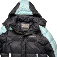 Benjart Bubble Puffer Parka Long Coat Black and Baby Blue (XS)