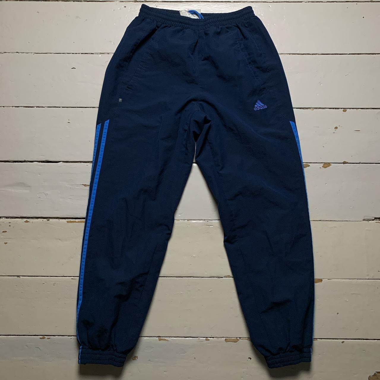 Adidas Vintage Baggy Navy and Blue Shell Track Pant Bottoms