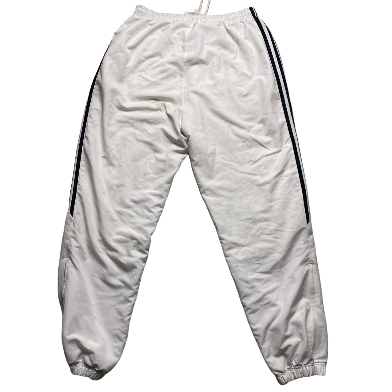 Adidas White and Navy Stripe Baggy Trackpant Shell Bottoms (36W)
