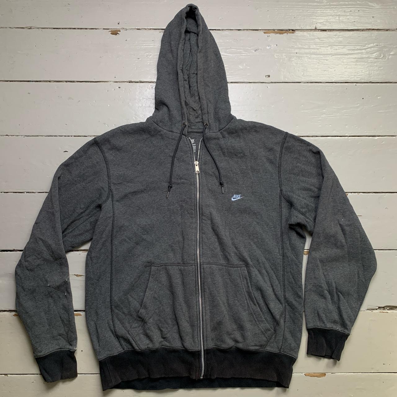 Nike Swoosh Grey and Blue Vintage Hoodie