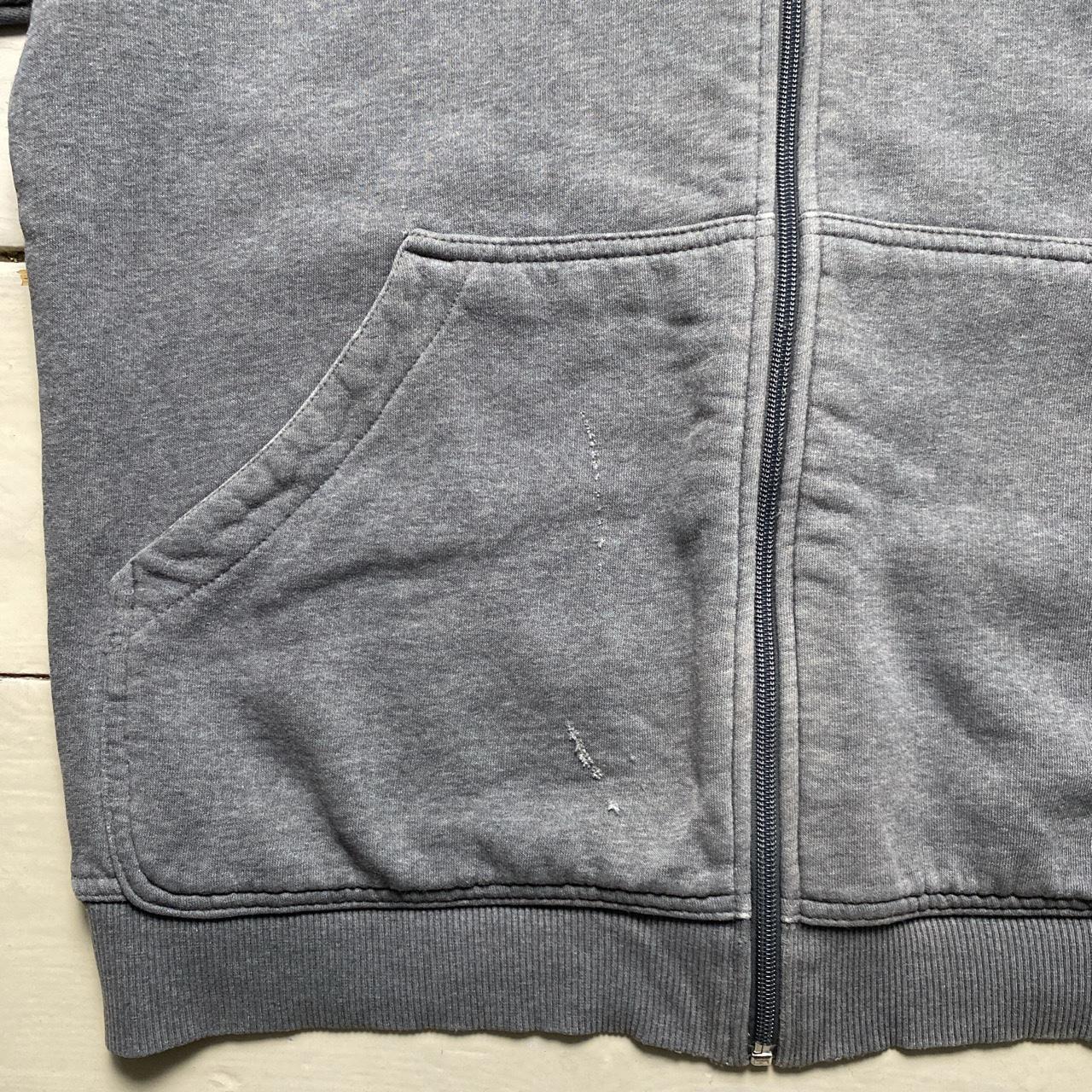 Adidas Grey Two Tone 3 Stripe Spellout Hoodie