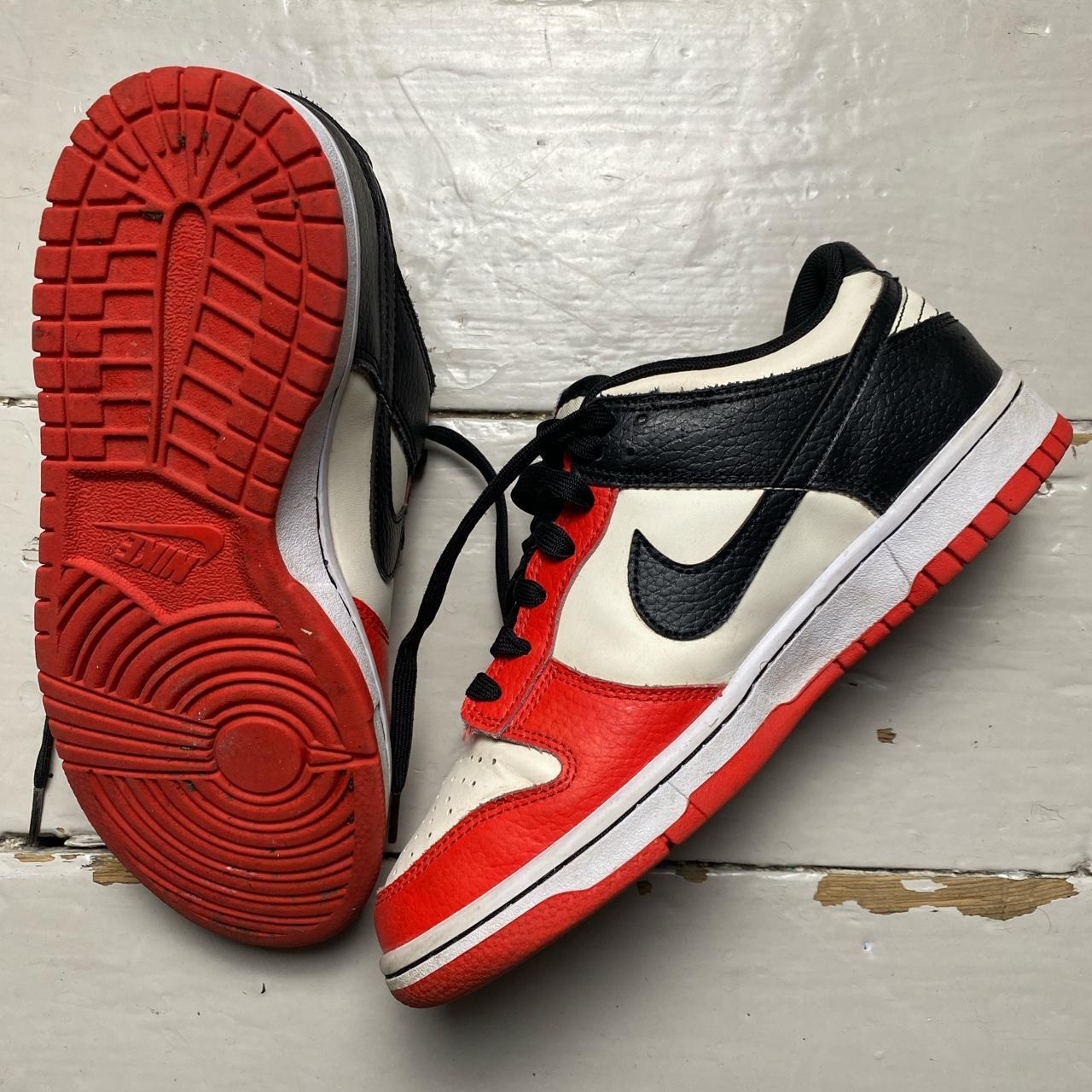 Nike Dunk Low EMB NBA White Black and Red Chicago