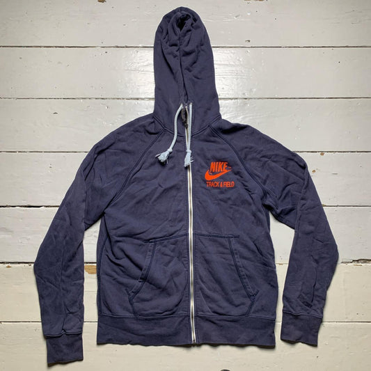 Nike Vintage Track and Field Navy and Orange Hoodie