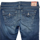 True Religion Disco Julie Big T Navy Stonewash and White Stitch Womens Jeans (31W)