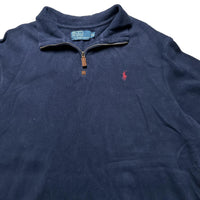 Ralph Lauren Polo Navy and Red Quarter Zip Jumper (2XL)