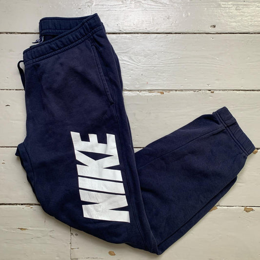 Nike Club Spellout Navy and White Joggers