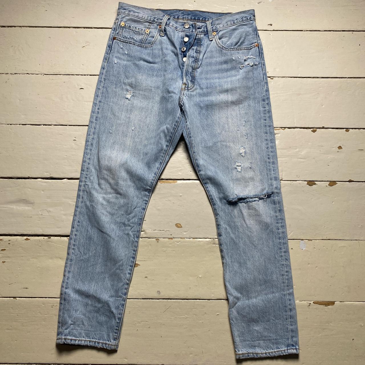 Levis 501 S Light Blue Distresed Jeans