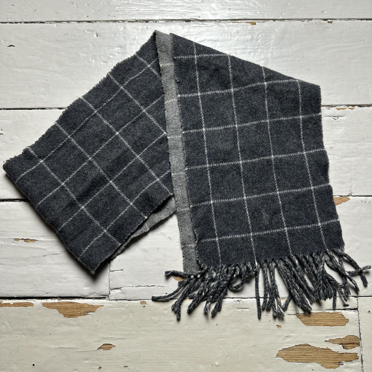 Ralph Lauren Polo Vintage Grey Checked Wool Scarf