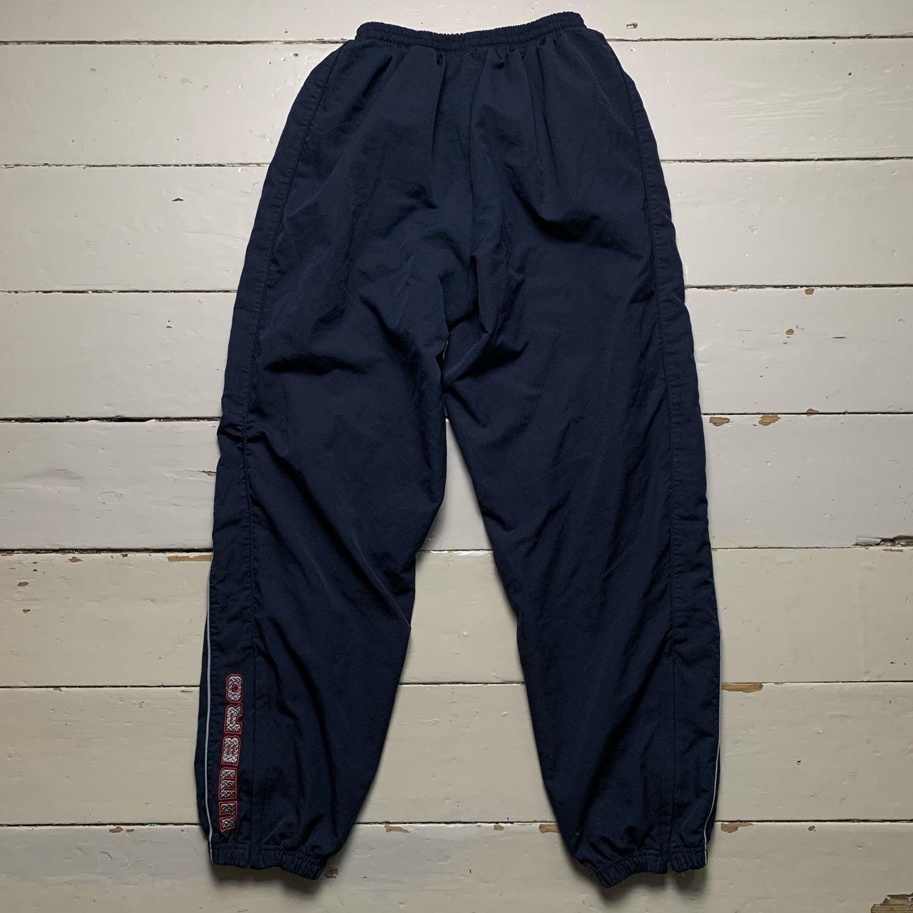 Umbro Vintage Baggy Shell Track Pant Bottoms Navy and Red