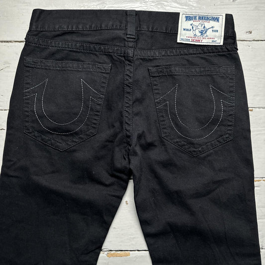 True Religion Black and White/Silver Stitch Jeans