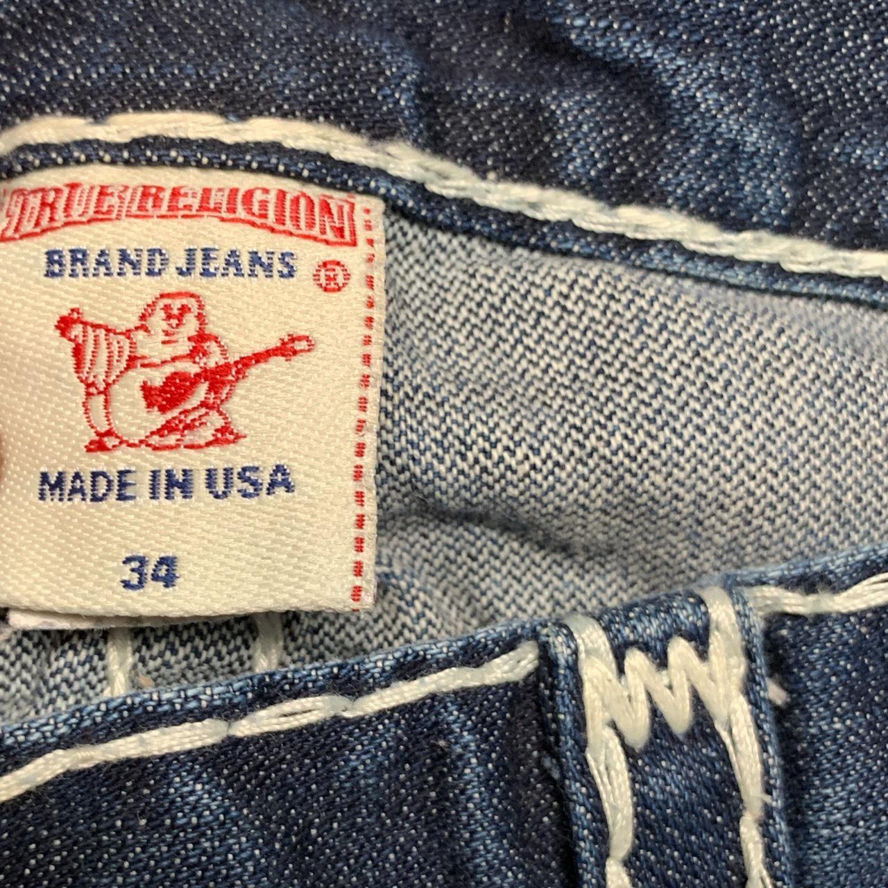 True Religion Billy Super T Navy and White Big Stitch Jeans