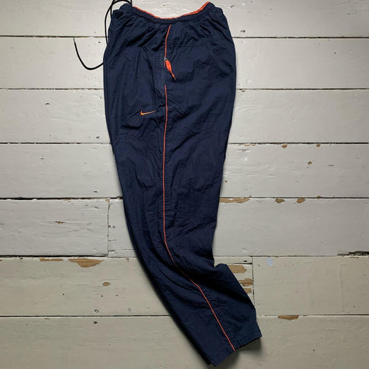 Nike Vintage Swoosh Navy and Orange Shell Trackpant Baggy Non Official Bottoms