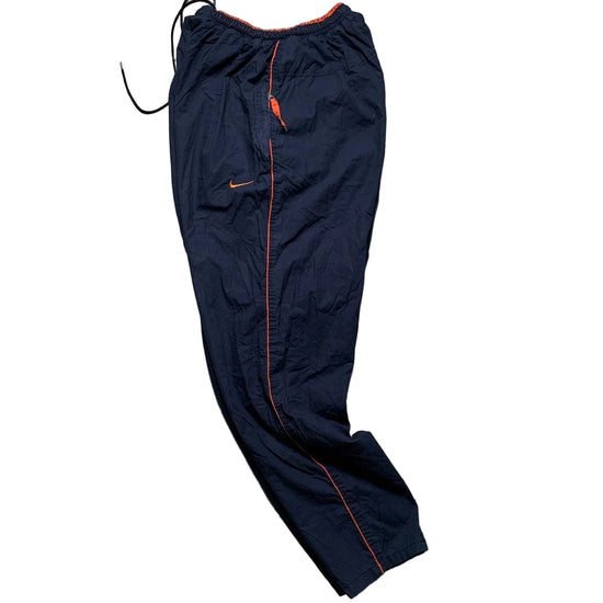 Nike Vintage Swoosh Navy and Orange Shell Trackpant Baggy Non Official Bottoms (S)
