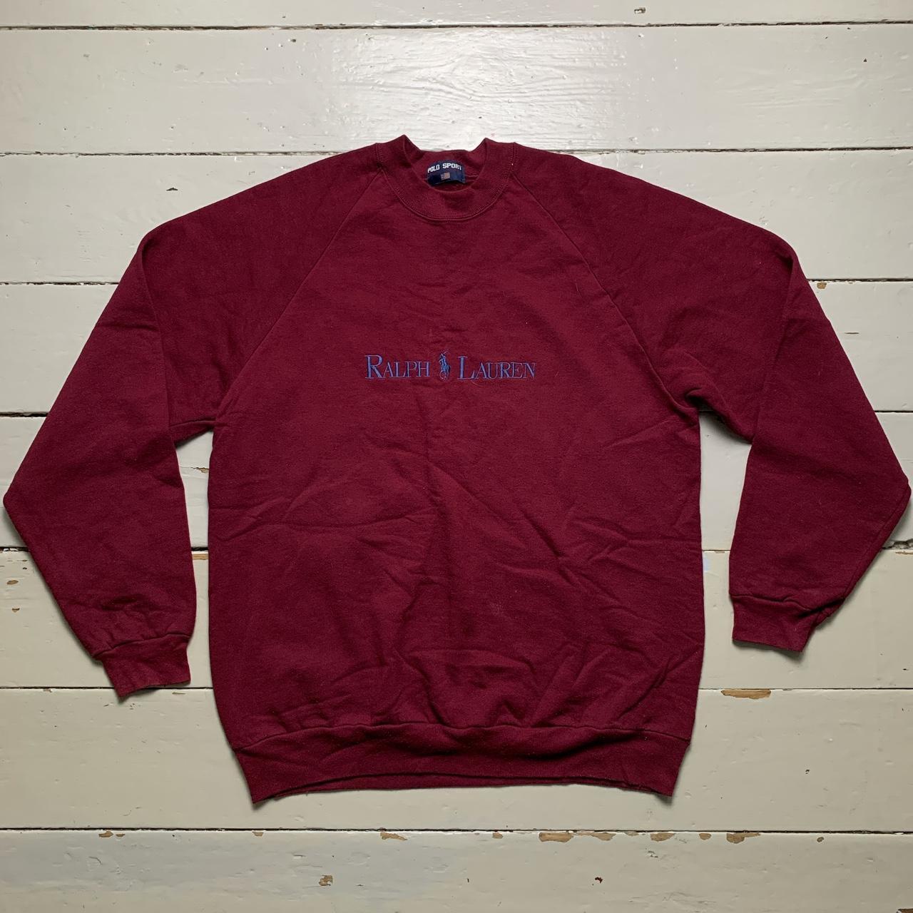 Polo Sport Vintage Ralph Lauren Jumper Burgundy and Blue