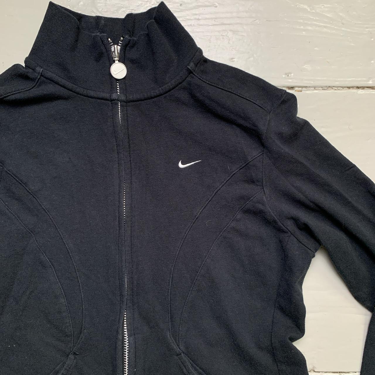 Nike Swoosh Black and White Womens Vintage Zip Jumper