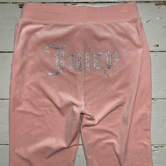 Juicy Couture Diamanté Velour Pink Bottoms