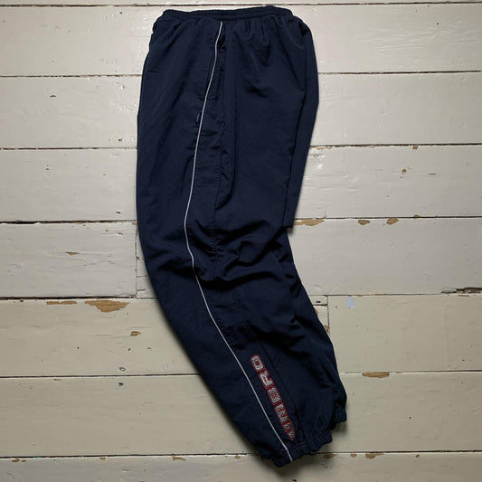 Umbro Vintage Baggy Shell Track Pant Bottoms Navy and Red