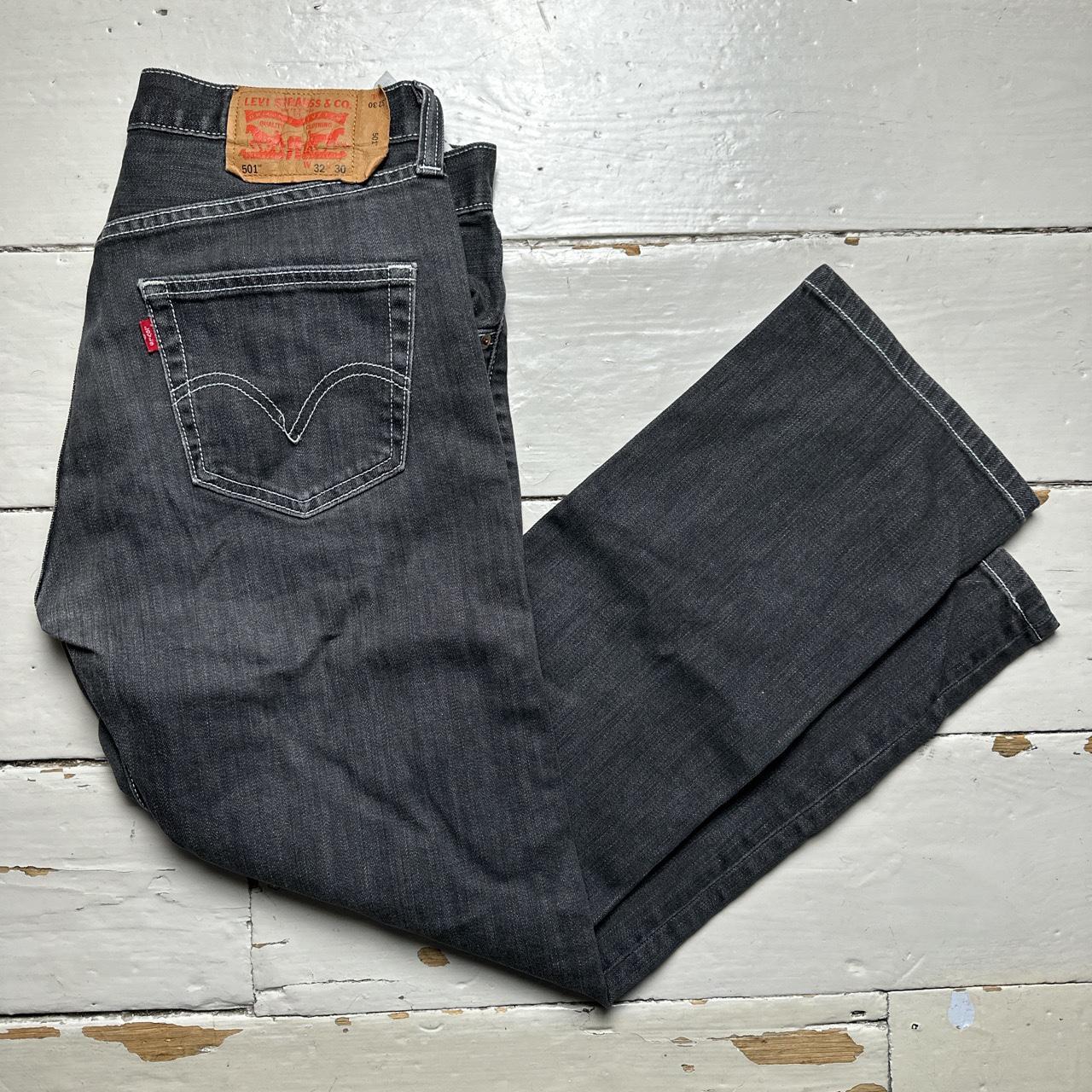 Levis 501 Grey and White Contrast Stitch Vintage Jeans