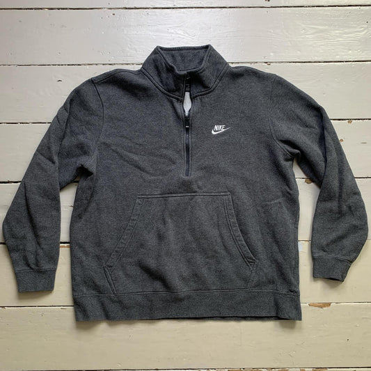 Nike Swoosh Grey and White Zip Jumper