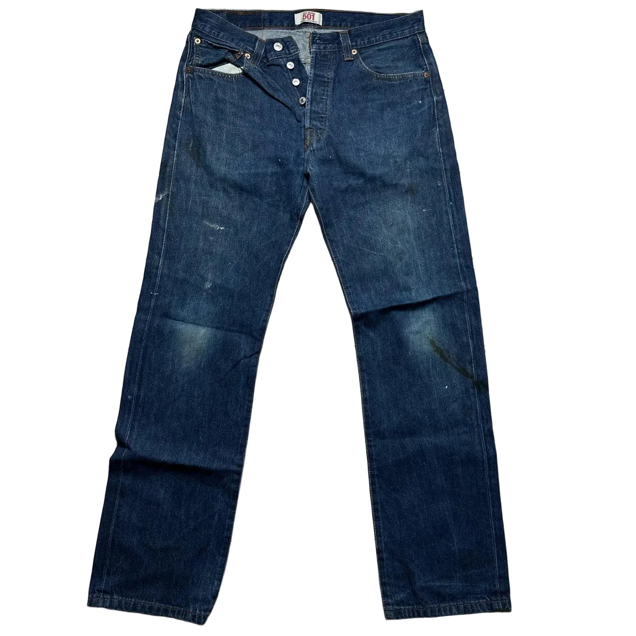 Levis 501 Vintage Navy Distressed Jeans (32W)