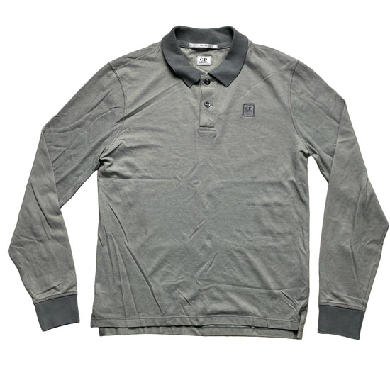 CP Company Grey Long Sleeve Polo Shirt (M)
