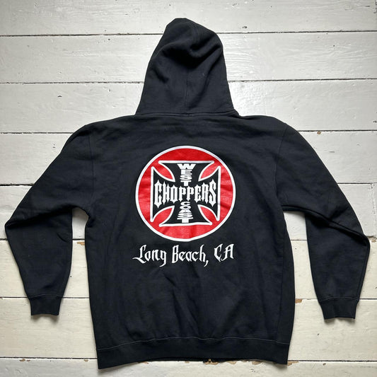 West Coast Choppers Vintage Long Beach California Hoodie Black Red and White