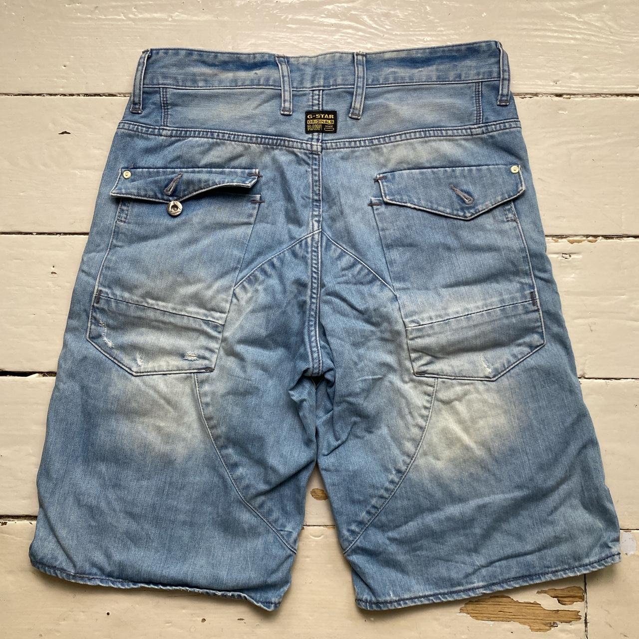 G Star Raw Light Blue Cargo Jean Shorts Jorts