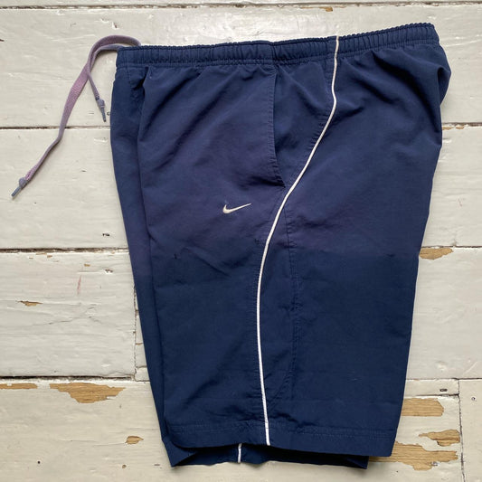 Nike Vintage Swoosh Shell Track Pant Shorts Navy and White