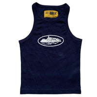 Corteiz Navy and White Womens Vest Tank Top (L)