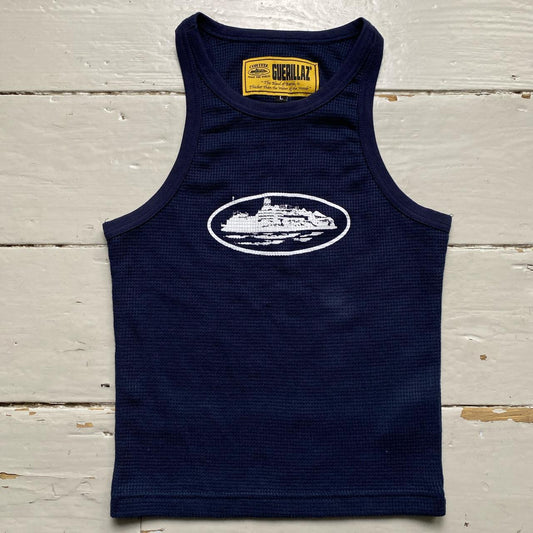 Corteiz Navy and White Womens Vest Tank Top