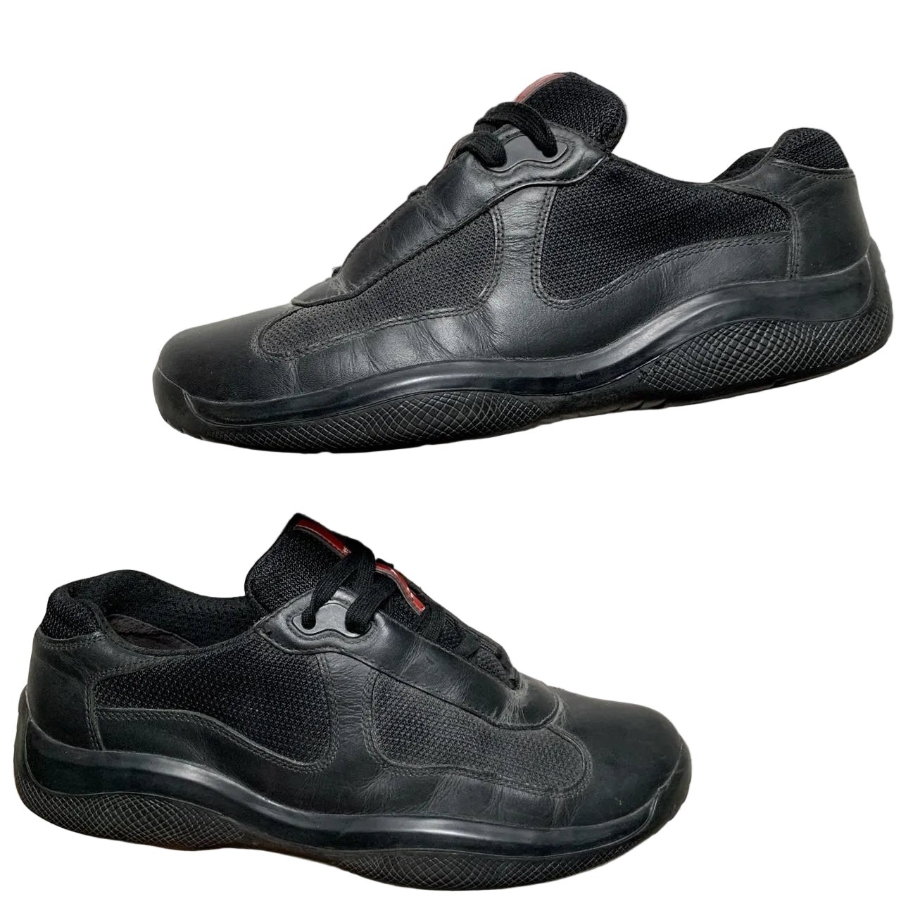 Prada Americas Cup Leather Black Trainers (UK 6.5)