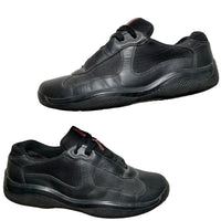 Prada Americas Cup Leather Black Trainers (UK 6.5)