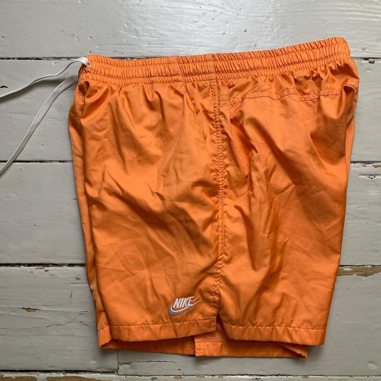 Nike Shell Swim Shorts Orange and White Swoosh