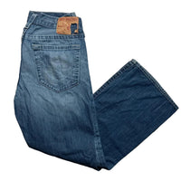 True Religion Bobby Baggy Blue White Stitch Jeans (36W)